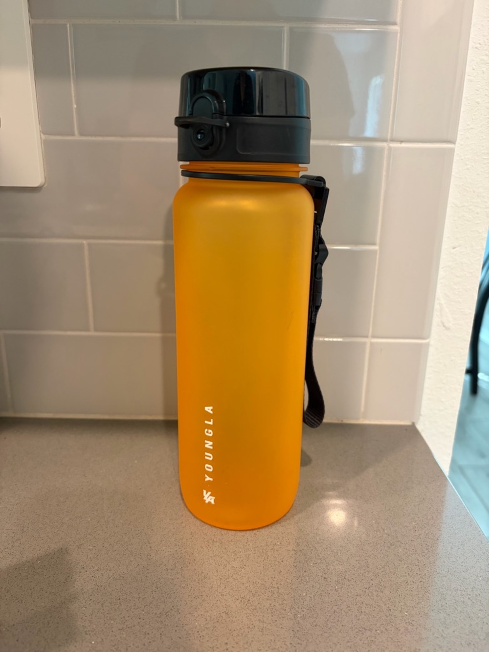 YoungLA Water Bottle Yellow Plastic EUC
